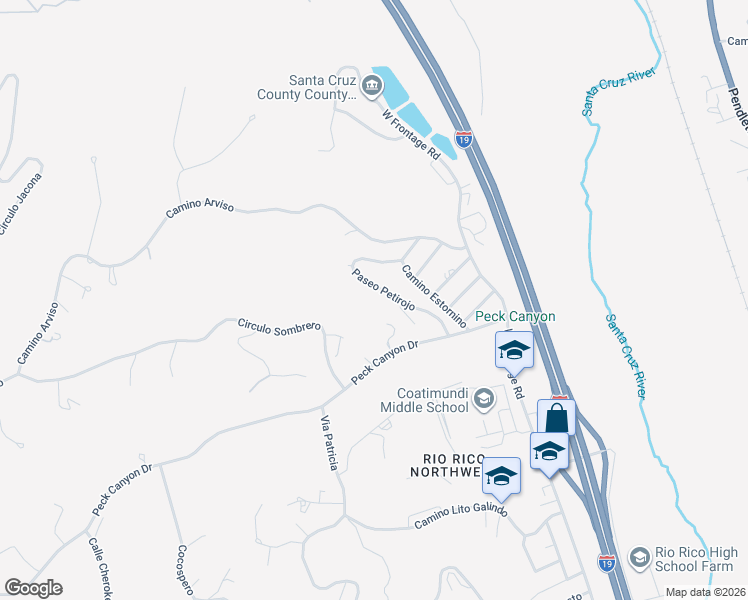 map of restaurants, bars, coffee shops, grocery stores, and more near 538 Paseo Petirojo in Rio Rico