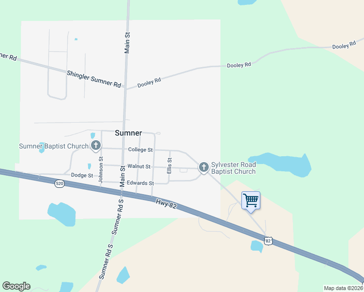 map of restaurants, bars, coffee shops, grocery stores, and more near 601 College Street in Sumner