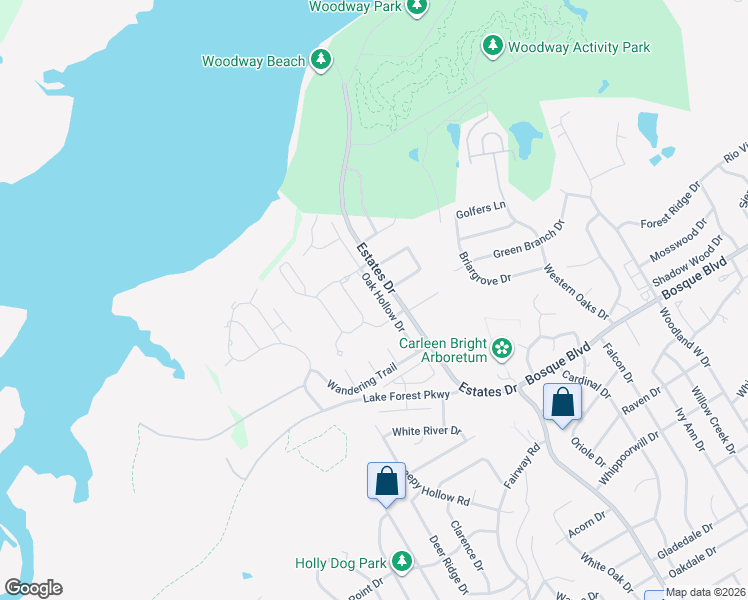 map of restaurants, bars, coffee shops, grocery stores, and more near 1506 Oak Hollow Drive in Waco