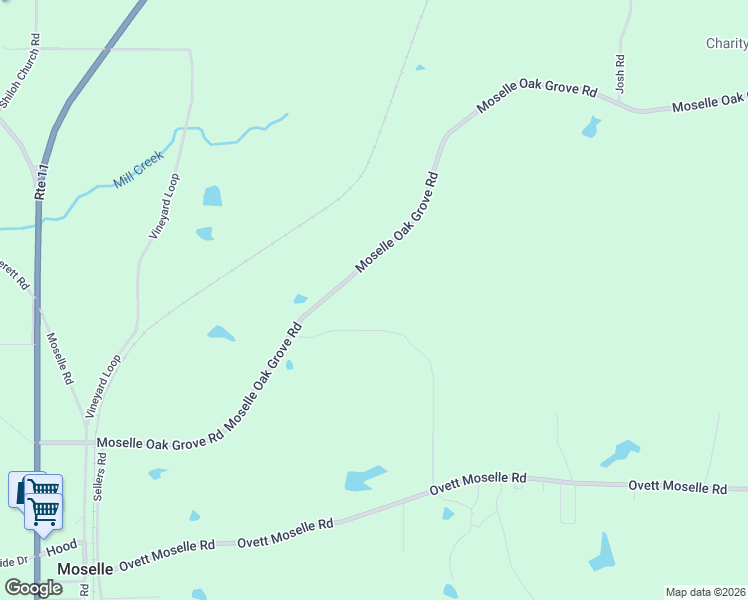 map of restaurants, bars, coffee shops, grocery stores, and more near 162 Moselle Oak Grove Road in Moselle