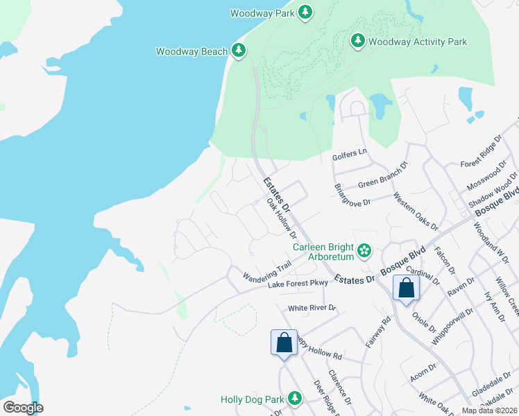 map of restaurants, bars, coffee shops, grocery stores, and more near in Woodway