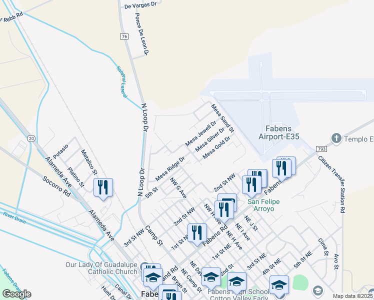 map of restaurants, bars, coffee shops, grocery stores, and more near 814 Mesa Jewell Drive in Fabens