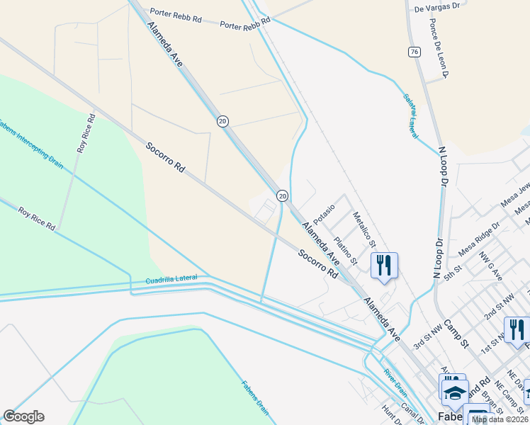 map of restaurants, bars, coffee shops, grocery stores, and more near 16001 Socorro Road in Fabens