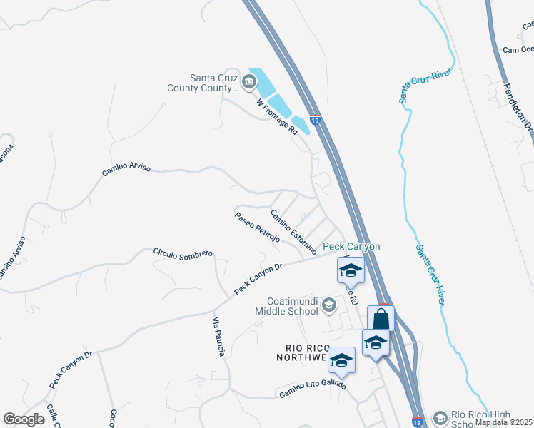 map of restaurants, bars, coffee shops, grocery stores, and more near 522 Paseo Petirojo in Rio Rico