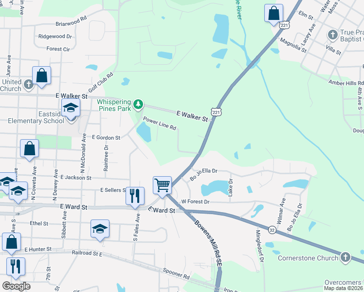 map of restaurants, bars, coffee shops, grocery stores, and more near 603 Mc Crary Road in Douglas