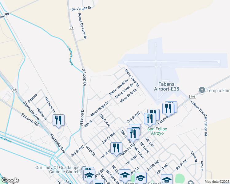 map of restaurants, bars, coffee shops, grocery stores, and more near 814 Mesa Jewell Drive in Fabens