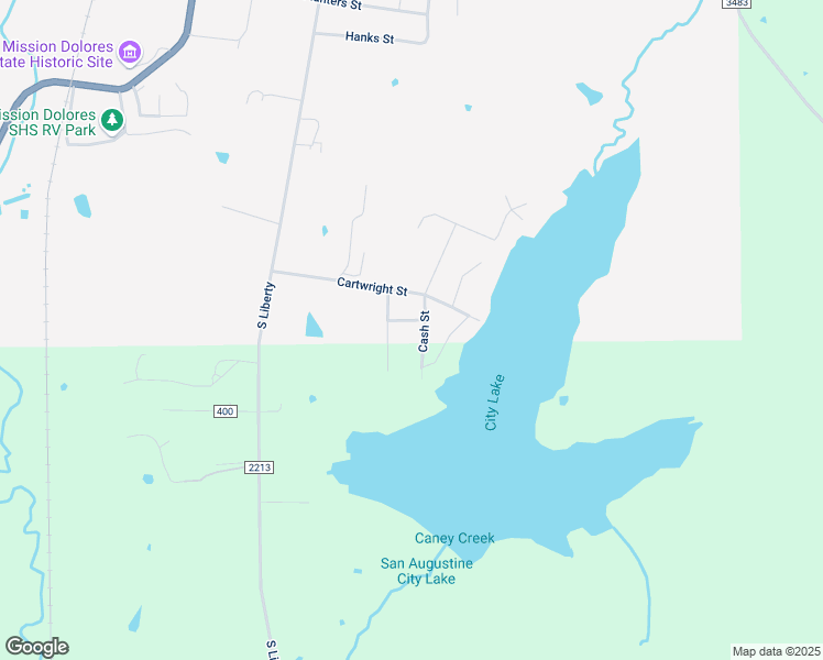 map of restaurants, bars, coffee shops, grocery stores, and more near 201-207 Thomas Ln in San Augustine