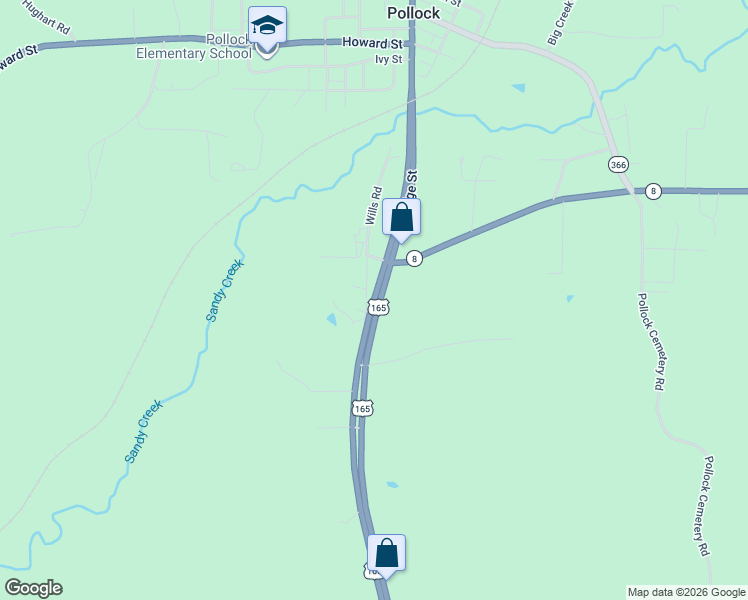 map of restaurants, bars, coffee shops, grocery stores, and more near 8363-8511 Ridge Street in Pollock