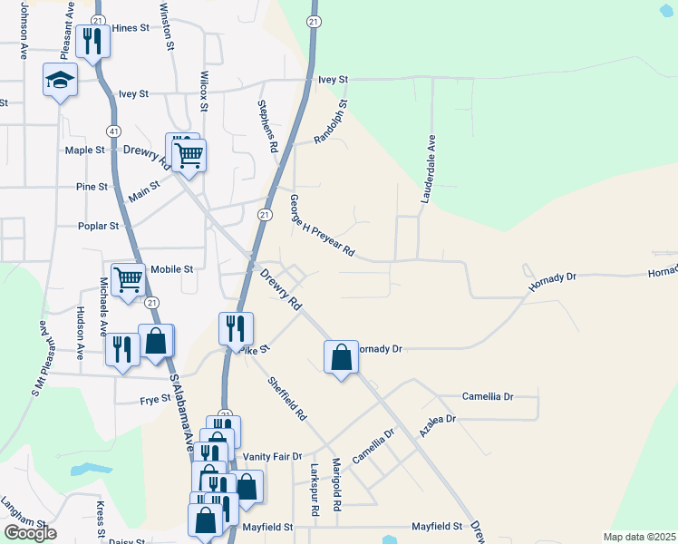 map of restaurants, bars, coffee shops, grocery stores, and more near 100 Saw Street in Monroeville