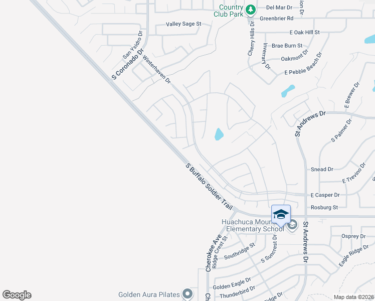 map of restaurants, bars, coffee shops, grocery stores, and more near 2899 Glengarry Way in Sierra Vista