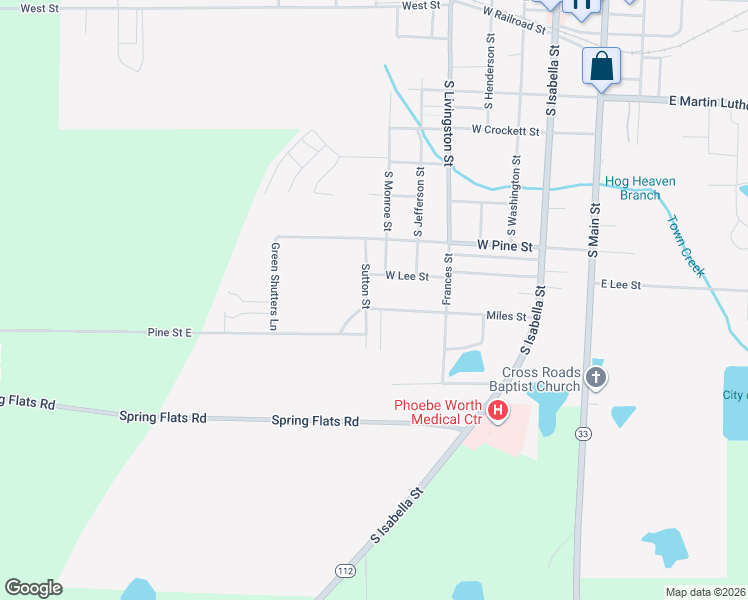 map of restaurants, bars, coffee shops, grocery stores, and more near 314 Miles Street in Sylvester