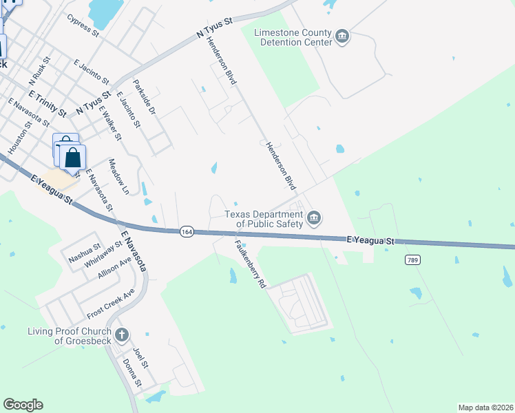 map of restaurants, bars, coffee shops, grocery stores, and more near 711 Bradley Street in Groesbeck