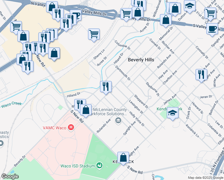 map of restaurants, bars, coffee shops, grocery stores, and more near 4304 Memorial Drive in Beverly Hills