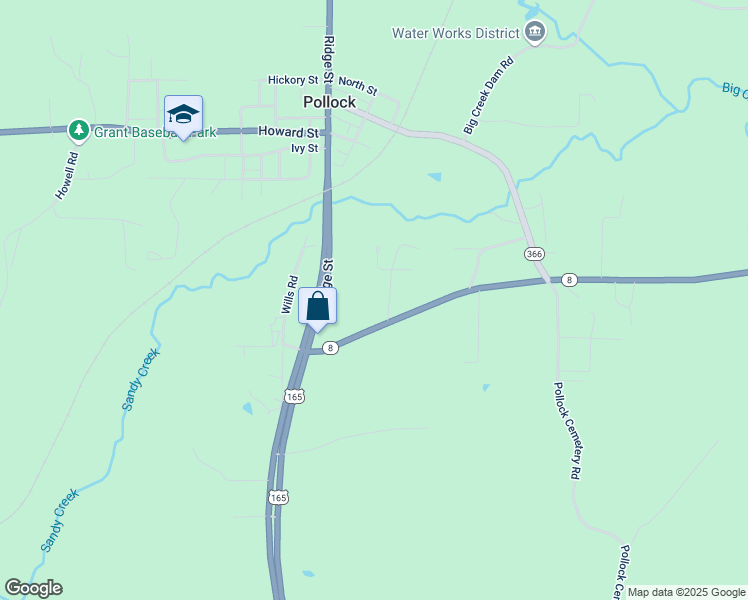 map of restaurants, bars, coffee shops, grocery stores, and more near Highway 8 in Pollock