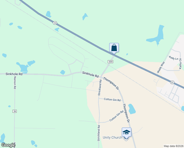 map of restaurants, bars, coffee shops, grocery stores, and more near 1-99 Waverly Way in Douglas