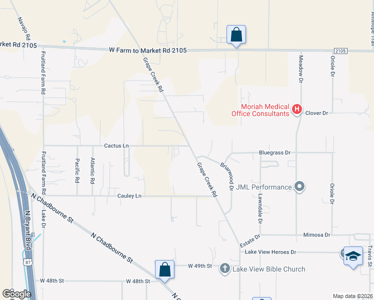 map of restaurants, bars, coffee shops, grocery stores, and more near 501 Cactus Ln in San Angelo