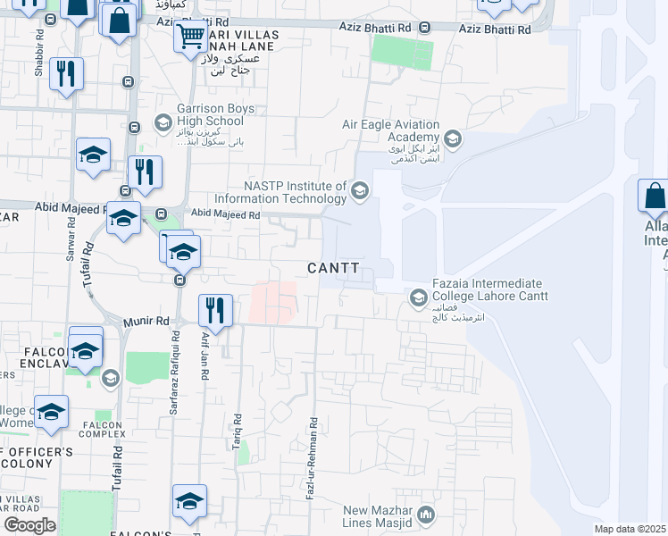 map of restaurants, bars, coffee shops, grocery stores, and more near in Lahore
