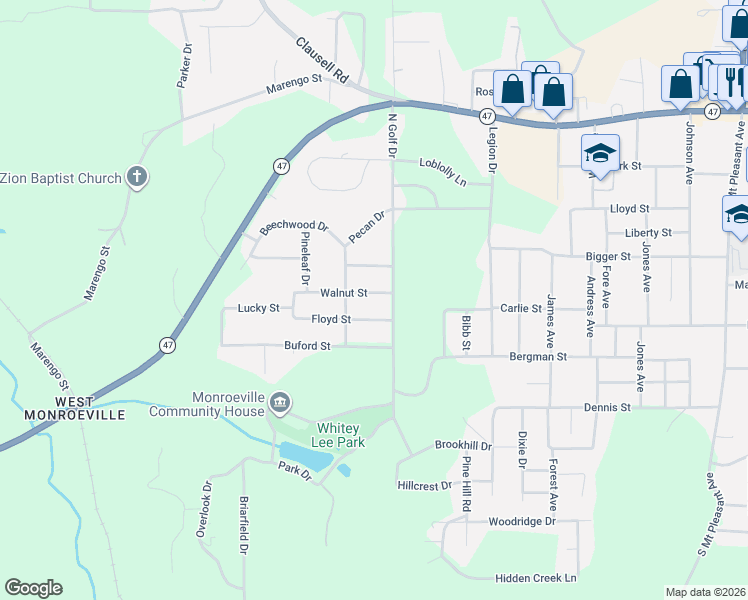 map of restaurants, bars, coffee shops, grocery stores, and more near 35 Walnut Street in Monroeville