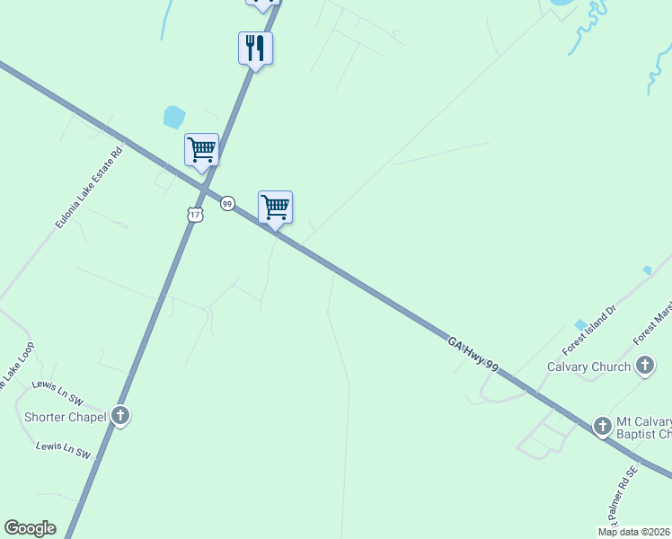 map of restaurants, bars, coffee shops, grocery stores, and more near 1802 Georgia 99 in Townsend