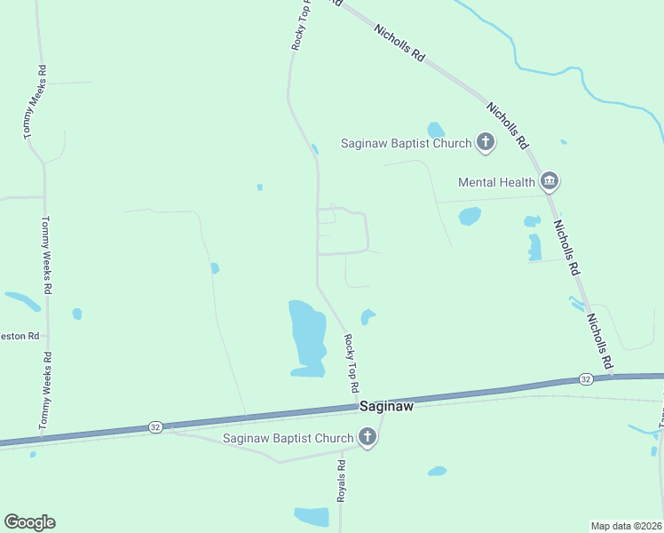 map of restaurants, bars, coffee shops, grocery stores, and more near 476 Rocky Top Road in Nicholls