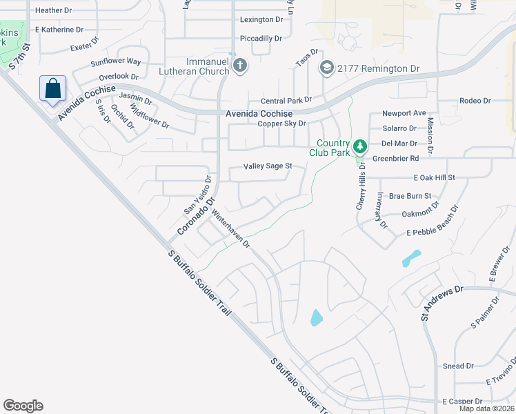 map of restaurants, bars, coffee shops, grocery stores, and more near 2137 Prairie Grass Drive in Sierra Vista