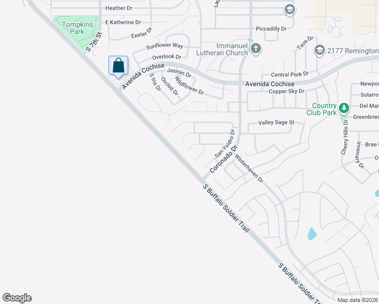 map of restaurants, bars, coffee shops, grocery stores, and more near 2627 Montecito Court in Sierra Vista
