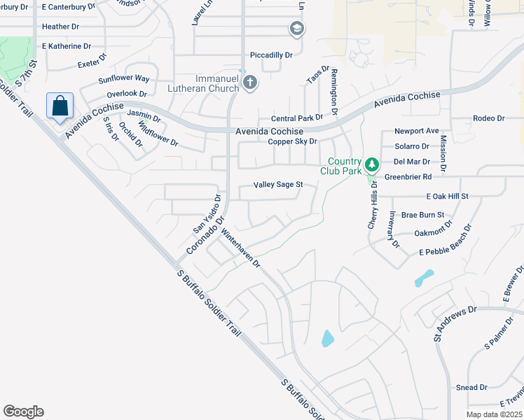 map of restaurants, bars, coffee shops, grocery stores, and more near 2126 Thunder Meadows Drive in Sierra Vista