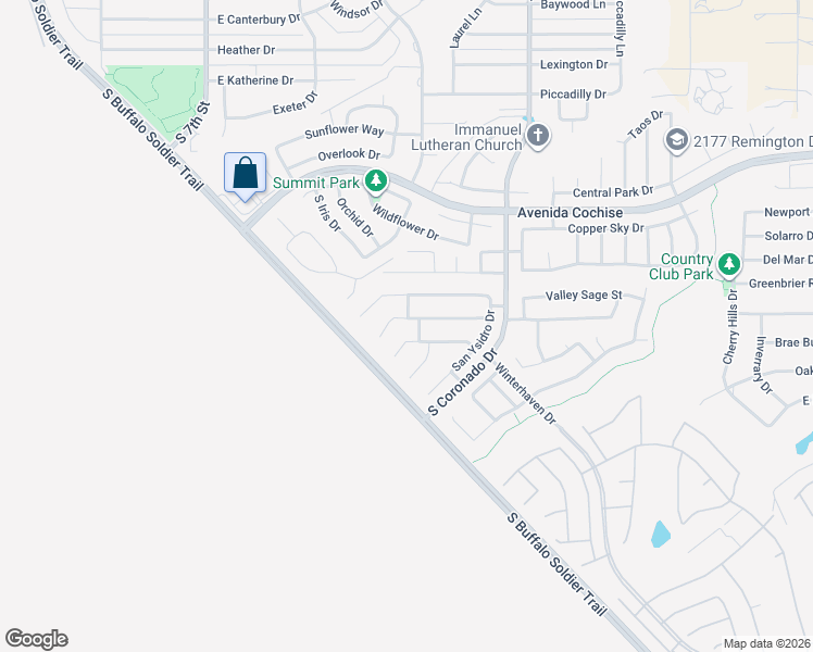 map of restaurants, bars, coffee shops, grocery stores, and more near 1616 Mission Viejo Drive in Sierra Vista