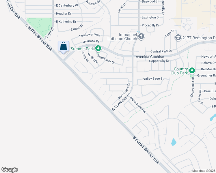 map of restaurants, bars, coffee shops, grocery stores, and more near 1616 Mission Viejo Drive in Sierra Vista