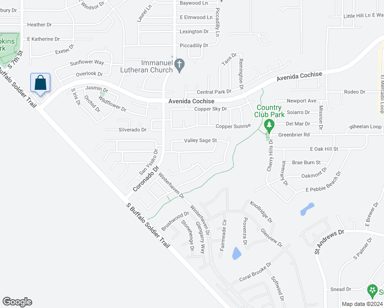 map of restaurants, bars, coffee shops, grocery stores, and more near 2126 Thunder Meadows Drive in Sierra Vista