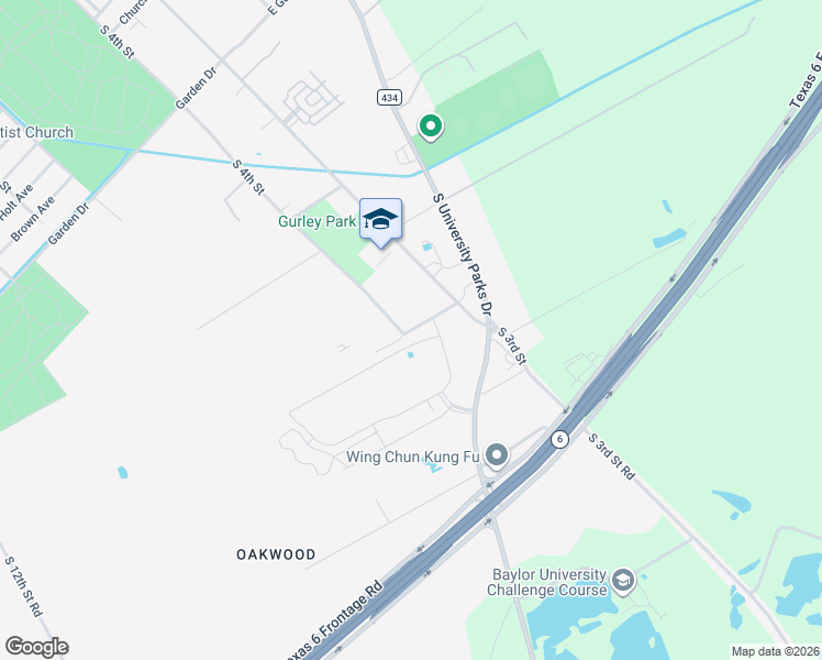 map of restaurants, bars, coffee shops, grocery stores, and more near Ocampo Ave in Waco