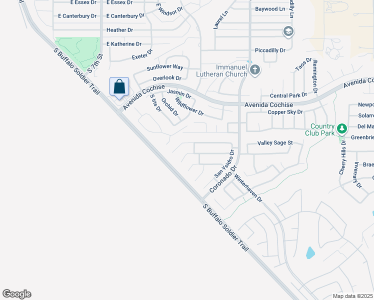 map of restaurants, bars, coffee shops, grocery stores, and more near 2445 Mendocino Court in Sierra Vista