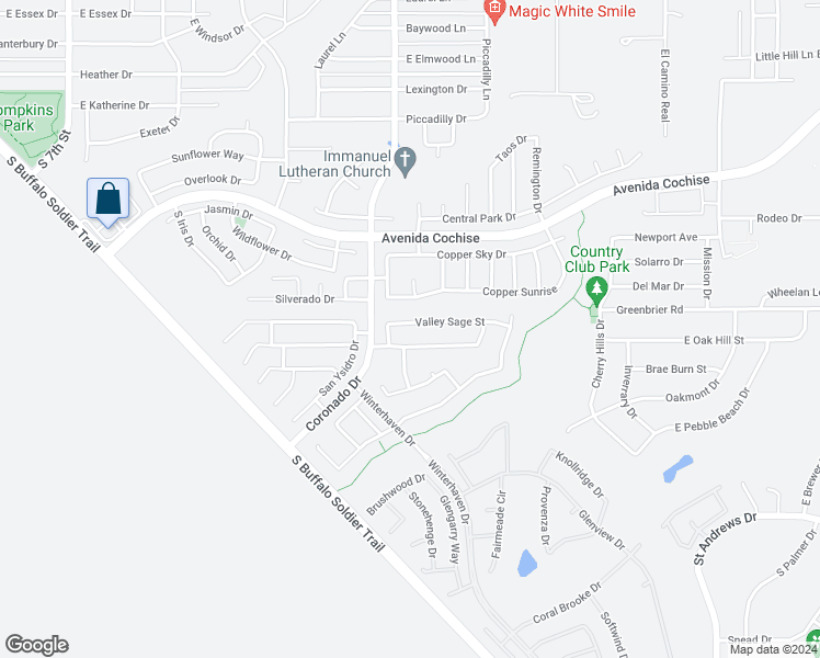 map of restaurants, bars, coffee shops, grocery stores, and more near 2020 Valley Sage Street in Sierra Vista