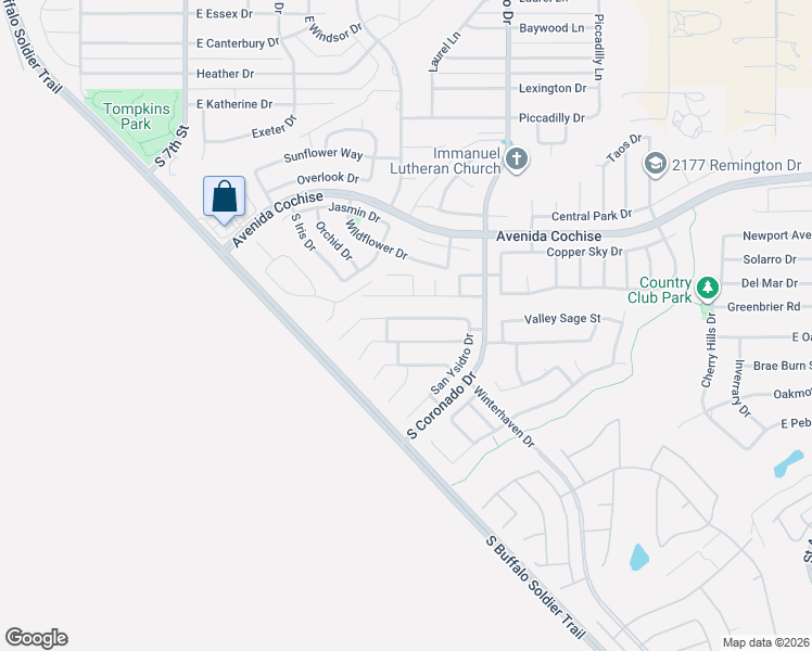 map of restaurants, bars, coffee shops, grocery stores, and more near 1643 Laguna Nigel Drive in Sierra Vista