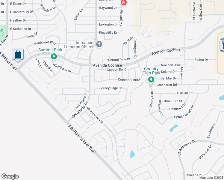 map of restaurants, bars, coffee shops, grocery stores, and more near 2228 Valley Sage Street in Sierra Vista