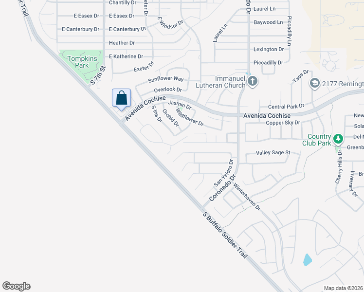 map of restaurants, bars, coffee shops, grocery stores, and more near 1513 Laguna Nigel Drive in Sierra Vista
