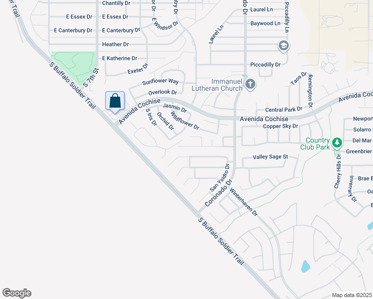 map of restaurants, bars, coffee shops, grocery stores, and more near 1548 Silverado Drive in Sierra Vista