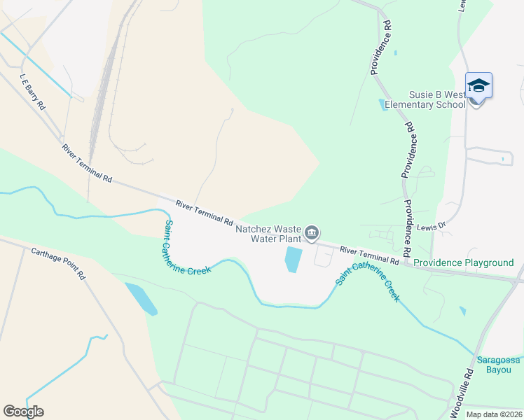 map of restaurants, bars, coffee shops, grocery stores, and more near 157 River Terminal Road in Natchez