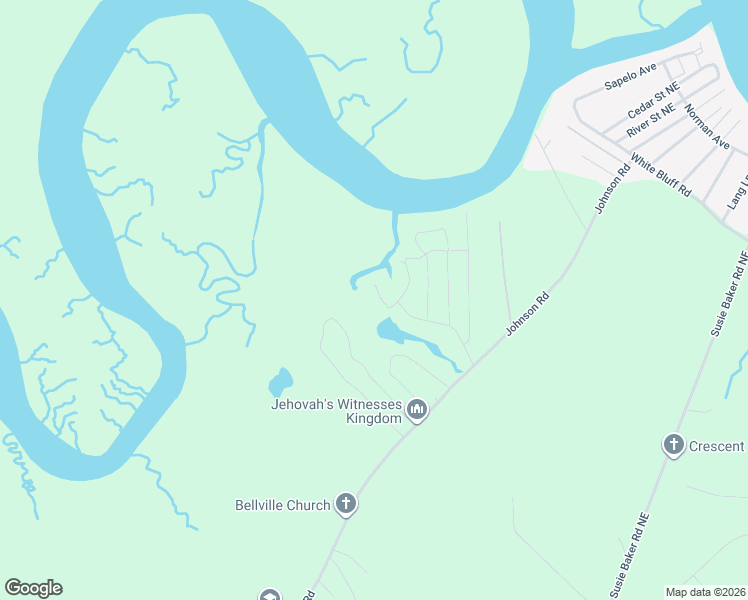 map of restaurants, bars, coffee shops, grocery stores, and more near 1108 Goldfinch Loop Northeast in Shellman Bluff