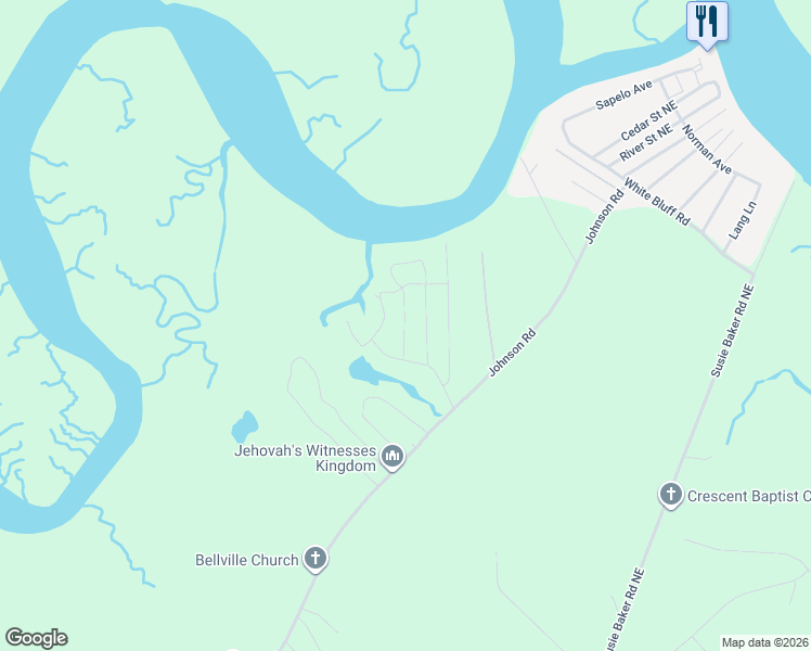 map of restaurants, bars, coffee shops, grocery stores, and more near Oneal Road in Townsend