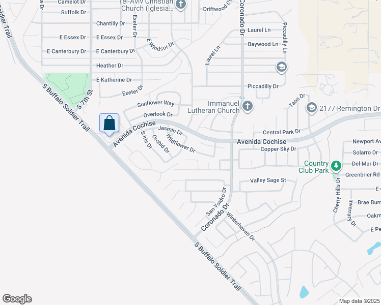 map of restaurants, bars, coffee shops, grocery stores, and more near 1600 Wildflower Drive in Sierra Vista