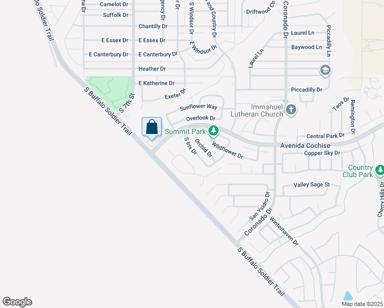 map of restaurants, bars, coffee shops, grocery stores, and more near 2270 South Iris Drive in Sierra Vista