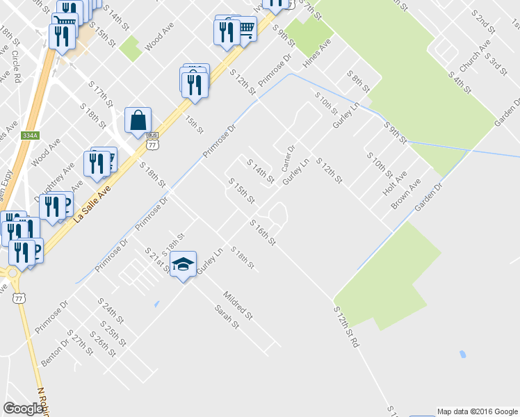map of restaurants, bars, coffee shops, grocery stores, and more near 1482 Gurley Lane in Waco
