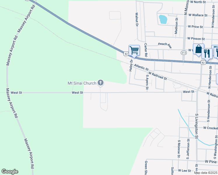 map of restaurants, bars, coffee shops, grocery stores, and more near 922 West Street in Sylvester