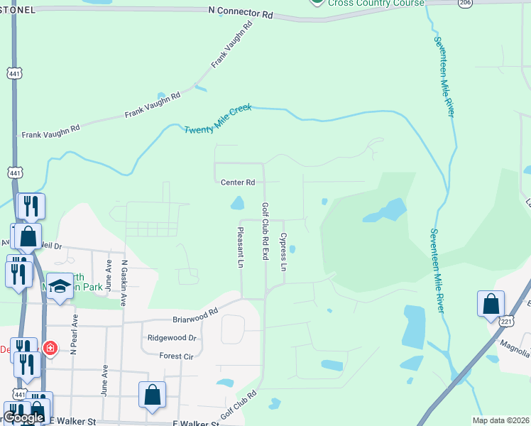 map of restaurants, bars, coffee shops, grocery stores, and more near 1710 Golf Club Road Exd in Douglas