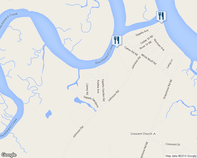 map of restaurants, bars, coffee shops, grocery stores, and more near Sapelo Garden Road in Townsend