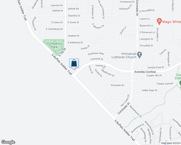 map of restaurants, bars, coffee shops, grocery stores, and more near 2240 South Iris Drive in Sierra Vista