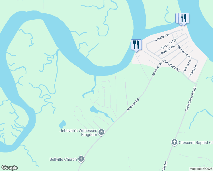 map of restaurants, bars, coffee shops, grocery stores, and more near 1071 Head Lane Northeast in Townsend
