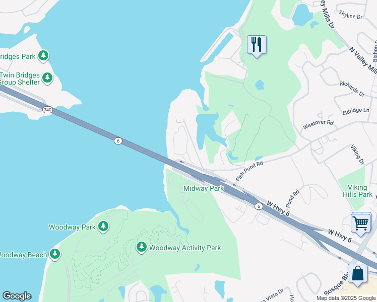map of restaurants, bars, coffee shops, grocery stores, and more near 2121 West Highway 6 in Waco