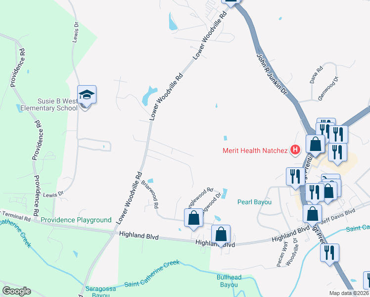 map of restaurants, bars, coffee shops, grocery stores, and more near 119 Gloucester Road in Natchez